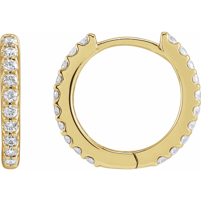 1/2 ct tw Round Lab Grown Diamond Accented Huggie Earrings in 14K...