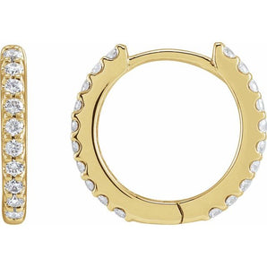The Yew — Round Accented Huggie Earrings - Yellow