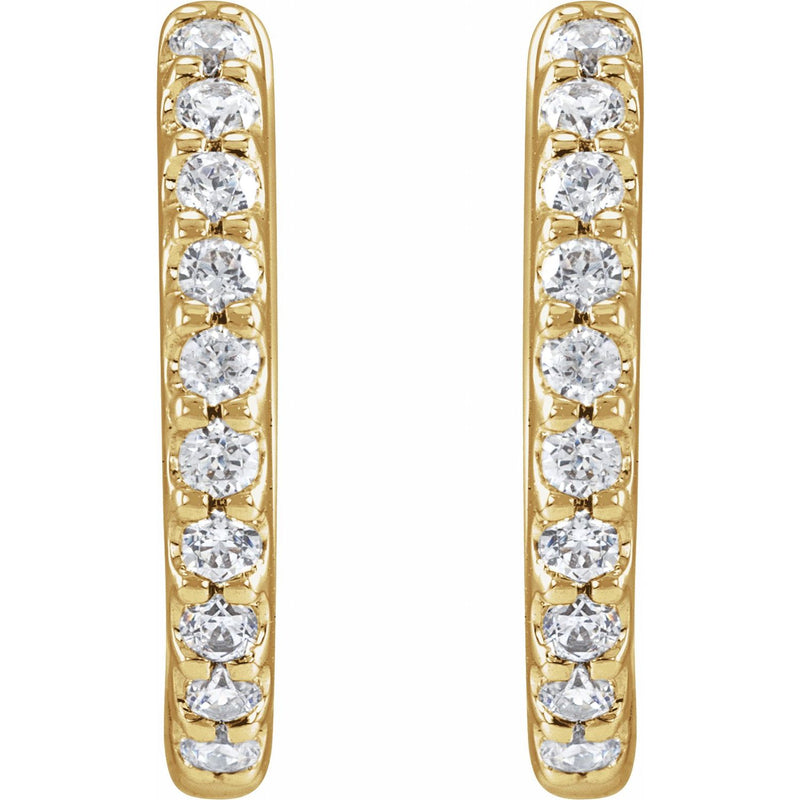 1/2 ct tw Round Lab Grown Diamond Accented Huggie Earrings in 14K... - view 2