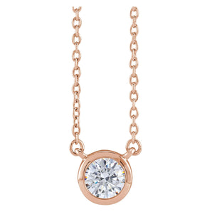 1 ct tw Solitaire Lab Grown Diamond Necklace in 14K White Gold (1...