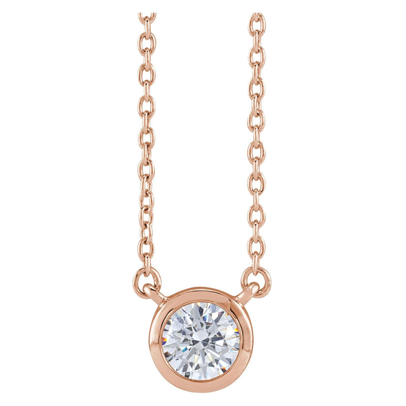 1 ct tw Solitaire Lab Grown Diamond Necklace in 14K White Gold (1...