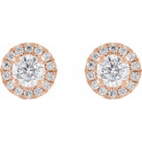 1 ct tw Round Lab Grown Diamond Halo Stud Earrings in 14K White G... - view 2