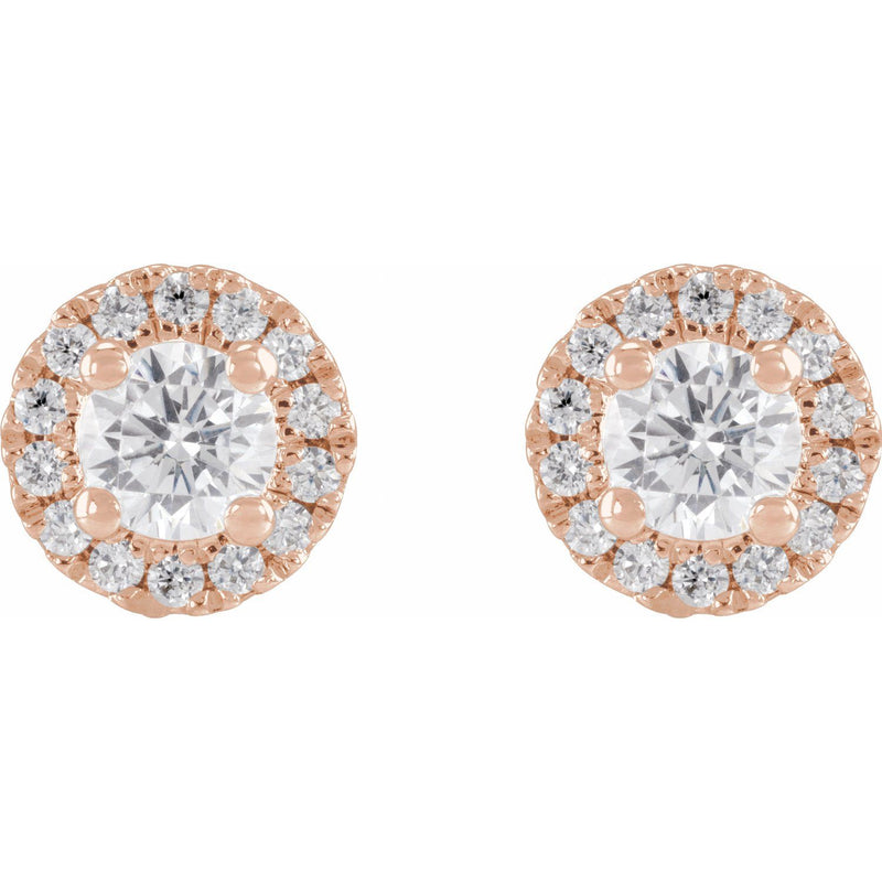 1 ct tw Round Lab Grown Diamond Halo Stud Earrings in 14K White G... - view 2