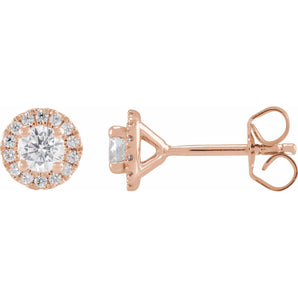 1 ct tw Round Lab Grown Diamond Halo Stud Earrings in 14K White G...