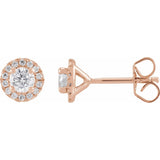 1 ct tw Round Lab Grown Diamond Halo Stud Earrings in 14K White G...