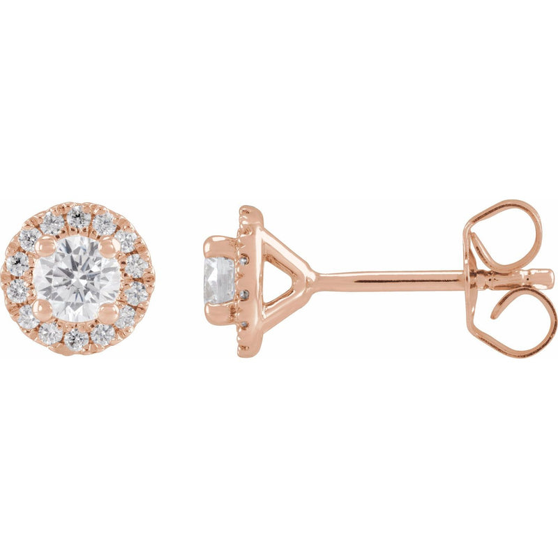1 ct tw Round Lab Grown Diamond Halo Stud Earrings in 14K White G...