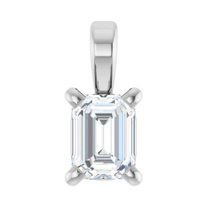 1 ct Emerald Lab Grown Diamond Solitaire Pendant in 14K White Gol...