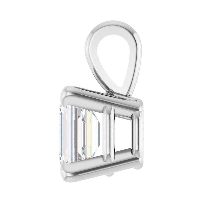 1 ct Emerald Lab Grown Diamond Solitaire Pendant in 14K White Gol... - view 3