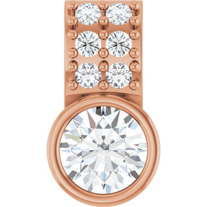 The Margaux — Round Bezel Accented Pendant - Rose