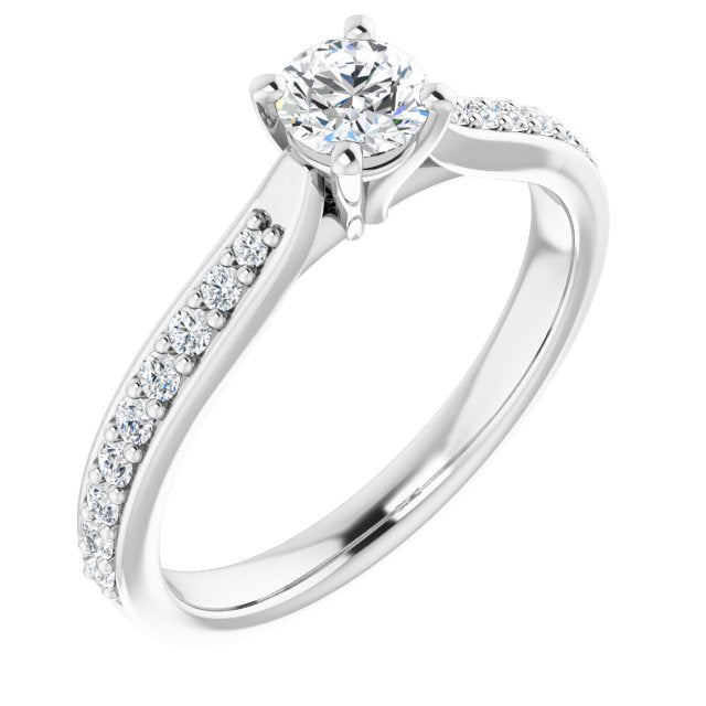 The Fiora — Round Engagement Ring - White - ViewA