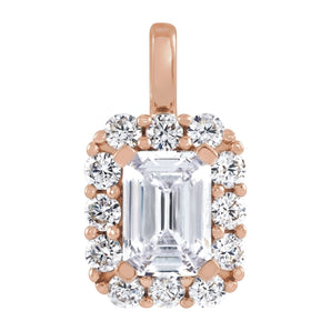 1 1/2 ct Emerald Lab Grown Diamond Halo Pendant in 14K White Gold...