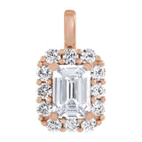 1 1/2 ct Emerald Lab Grown Diamond Halo Pendant in 14K White Gold...
