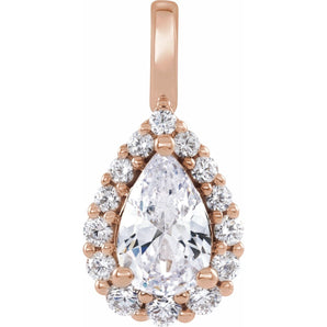 1 1/2 ct Pear Lab Grown Diamond Halo Pendant in 14K White Gold...