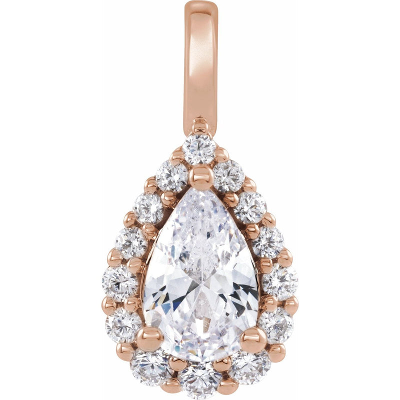 1 1/2 ct Pear Lab Grown Diamond Halo Pendant in 14K White Gold...