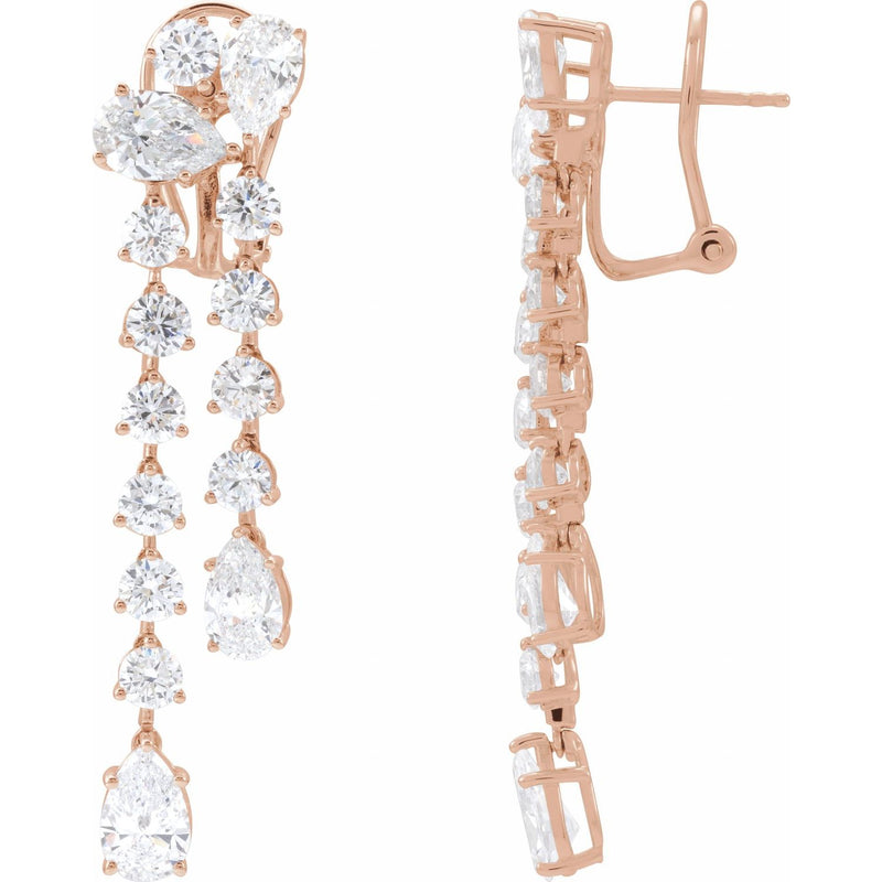 9 1/2 ct tw Round Lab Grown Diamond Drop Earrings in 14K White Go...