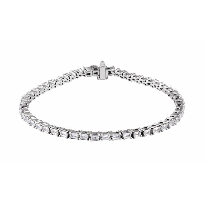 7" Lab Grown Diamond Line Bracelet in 14K White Gold (5 ct tw - F...