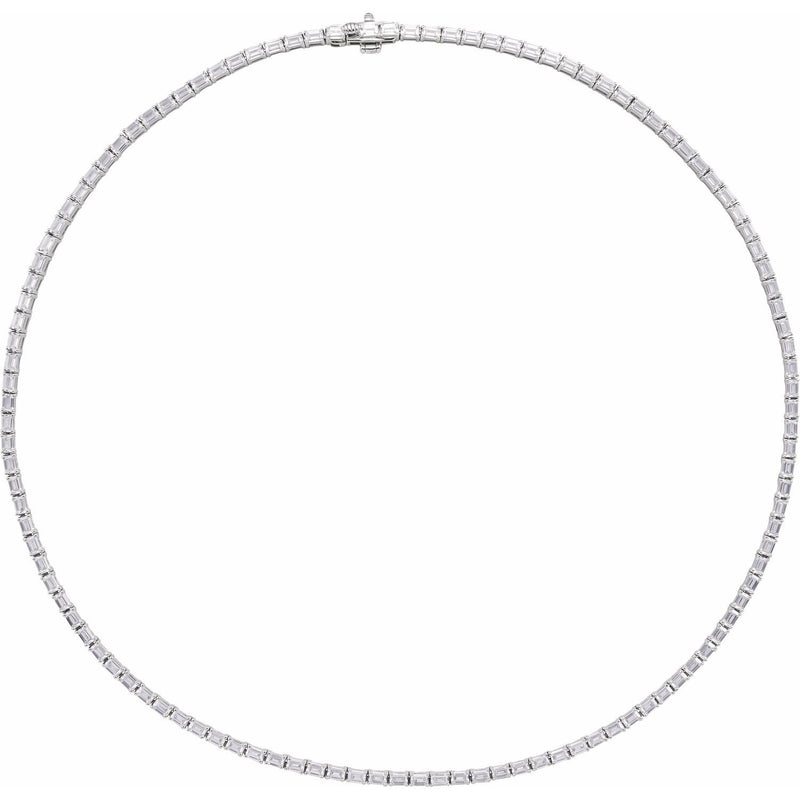 11 3/4 ct tw Line Lab Grown Diamond Necklace in 14K White Gold (1... - view 4
