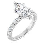The Jemma — Marquise Engagement Ring - White - ViewA