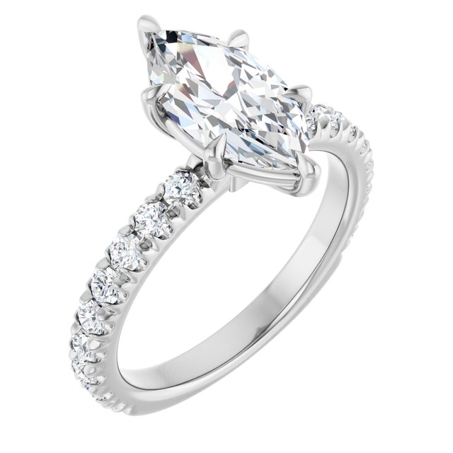 The Jemma — Marquise Engagement Ring - White - ViewA