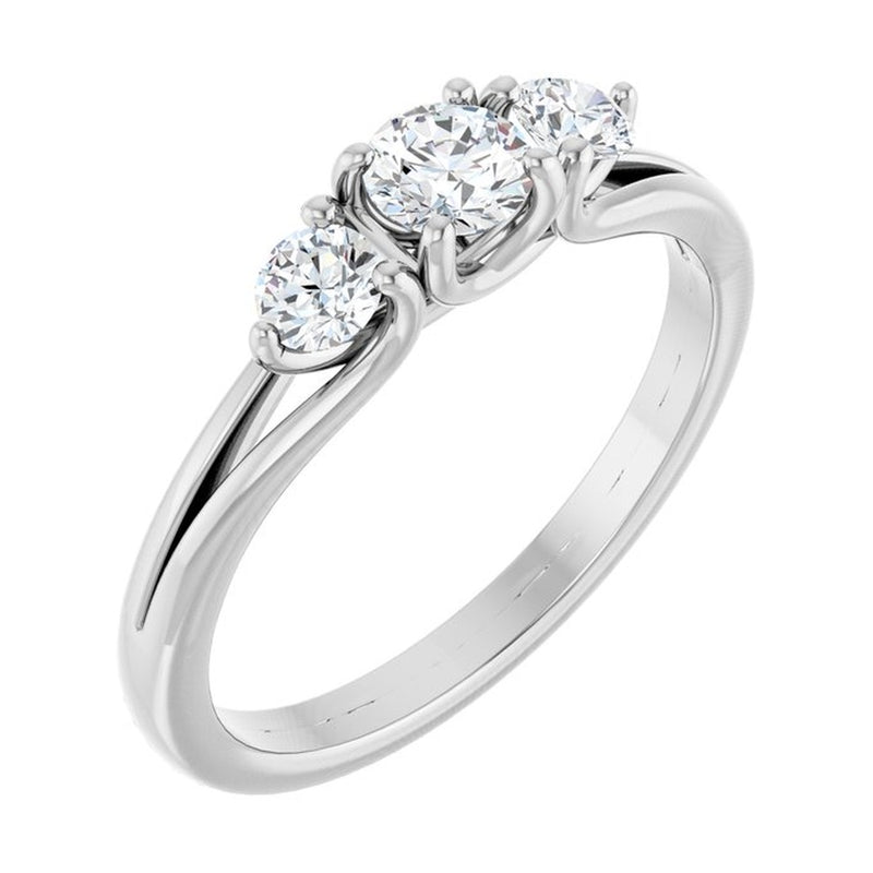 The Verona — Three-Stone Engagement Ring three-quarter