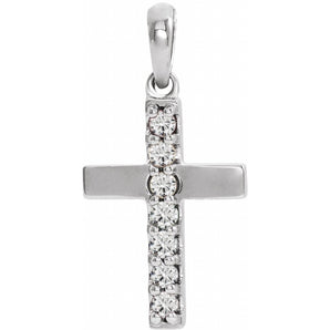 Round Lab Grown Diamond Accented Cross Pendant in 14K White Gold...