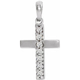 Round Lab Grown Diamond Accented Cross Pendant in 14K White Gold...