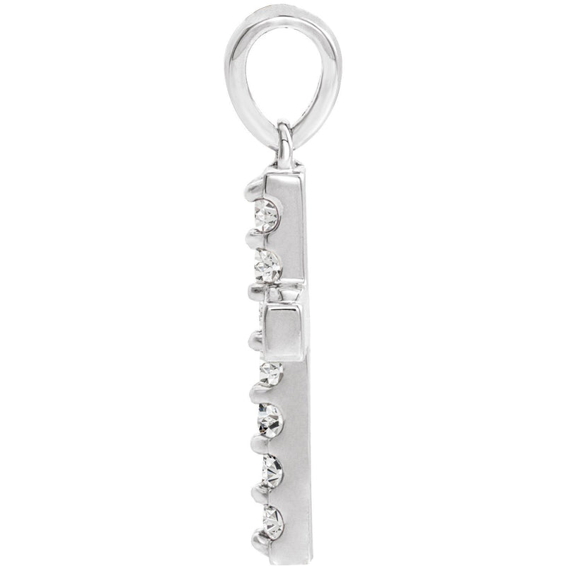Round Lab Grown Diamond Accented Cross Pendant in 14K White Gold... - view 2
