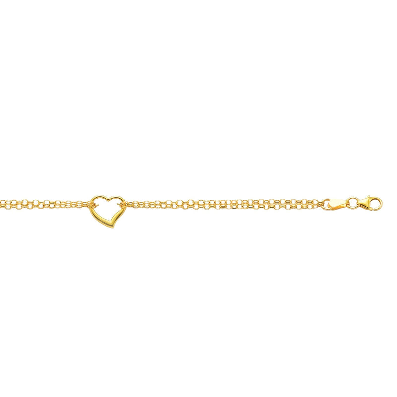 10K Gold Polished Heart Anklet 