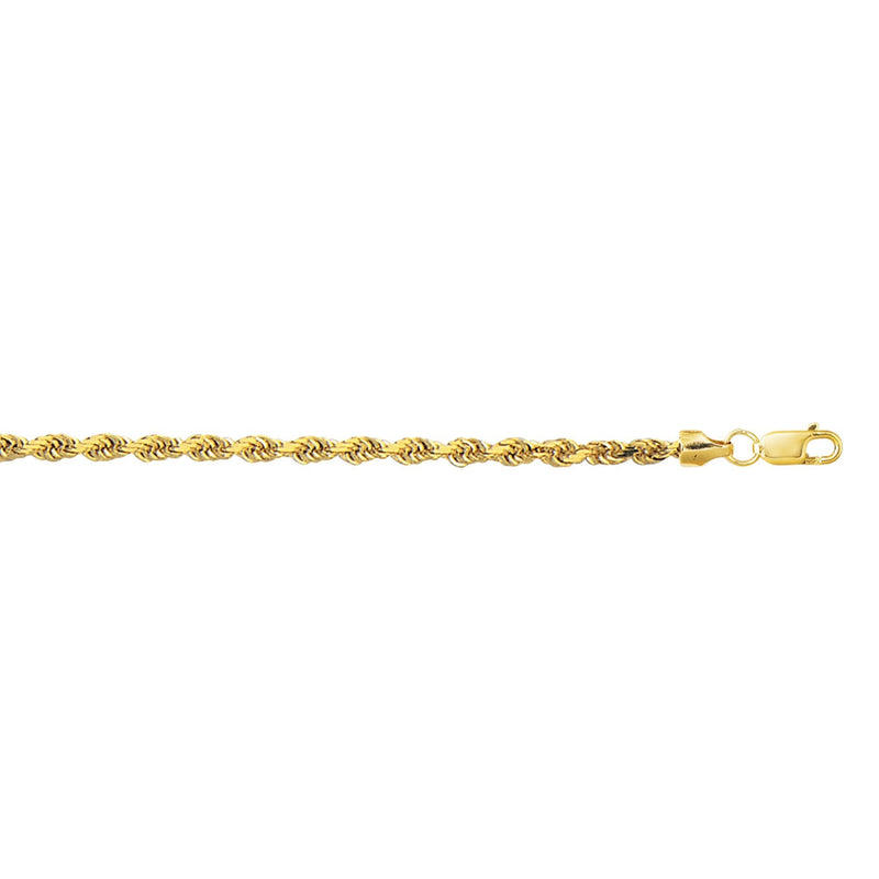 10K Gold 3.2mm Diamond Cut Lite Rope Chain 