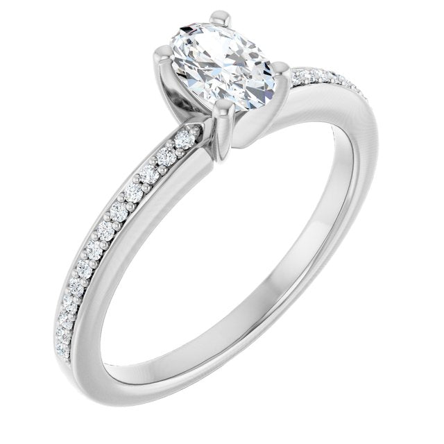 The Elowyn — Oval Engagement Ring - White - ViewA