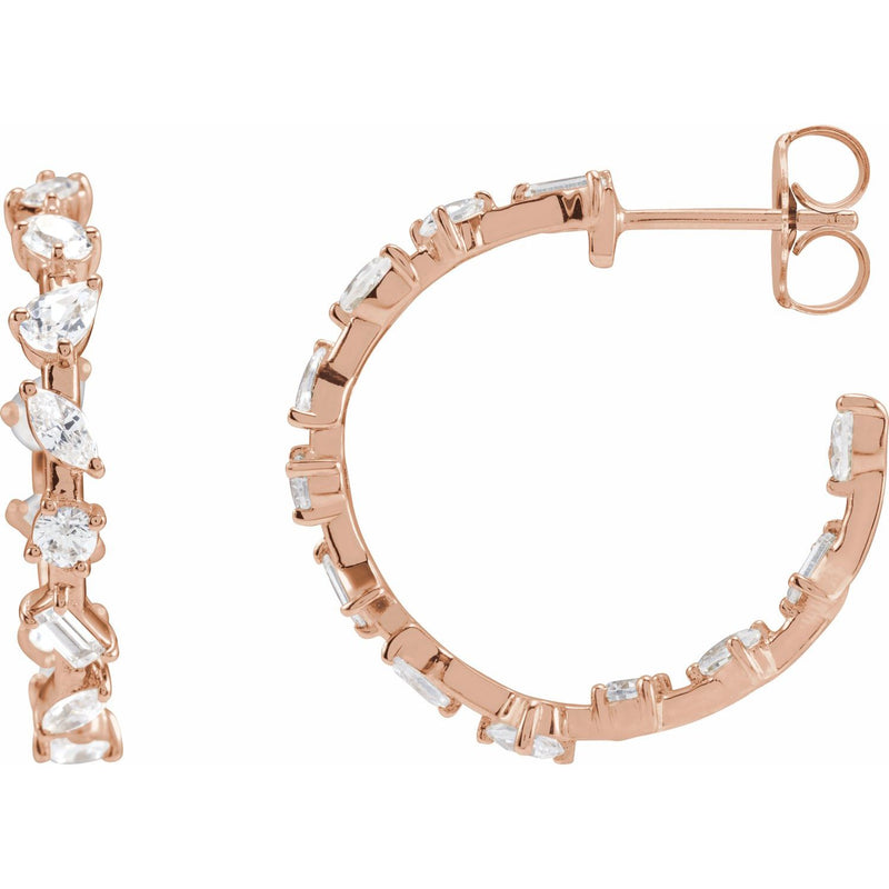 2 ct tw N/A Lab Grown Diamond Hoop Earrings in 14K White Gold...