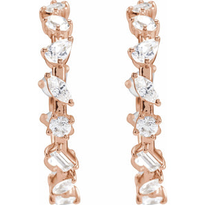 2 ct tw N/A Lab Grown Diamond Hoop Earrings in 14K White Gold... - view 3