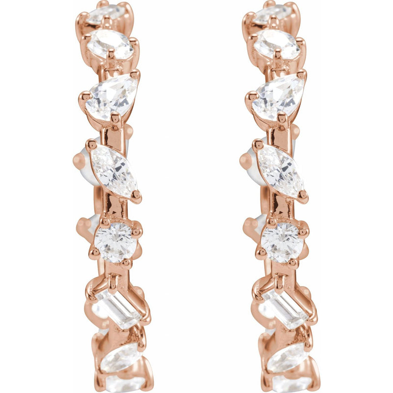 2 ct tw N/A Lab Grown Diamond Hoop Earrings in 14K White Gold... - view 3