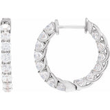 2 1/5 ct tw Round Lab Grown Diamond Hoop Earrings in 14K White Go...
