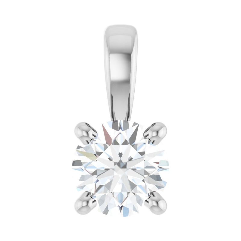 1 ct Round Lab Grown Diamond Solitaire Pendant in 14K White Gold...