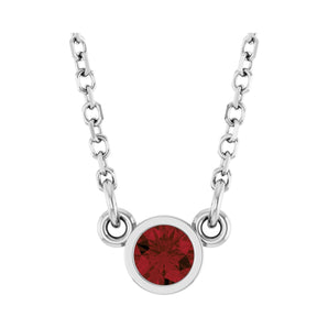 Solitaire Bezel Lab Grown Diamond Necklace in 14K White Gold (18"...