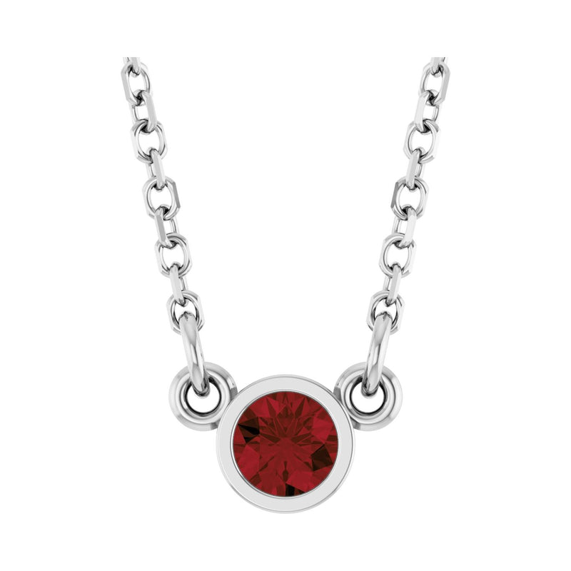 Solitaire Bezel Lab Grown Diamond Necklace in 14K White Gold (18"...
