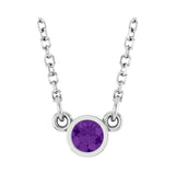 Solitaire Bezel Lab Grown Diamond Necklace in Rhodium-Plated Ster...