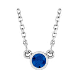 Solitaire Bezel Lab Grown Diamond Necklace in Rhodium-Plated Ster...