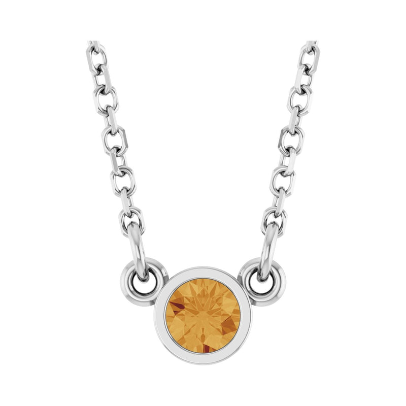 Solitaire Bezel Lab Grown Diamond Necklace in 14K White Gold (18"...