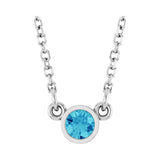Solitaire Bezel Lab Grown Diamond Necklace in Rhodium-Plated Ster...