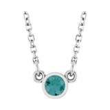 Solitaire Bezel Lab Grown Diamond Necklace in Rhodium-Plated Ster...