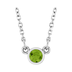 Solitaire Bezel Lab Grown Diamond Necklace in 14K White Gold (18"...