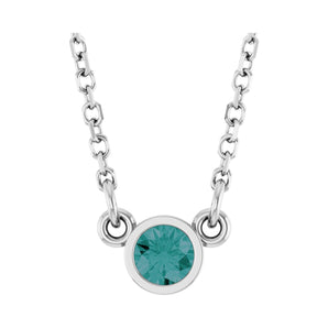 Solitaire Bezel Lab Grown Diamond Necklace in 14K White Gold (18"...