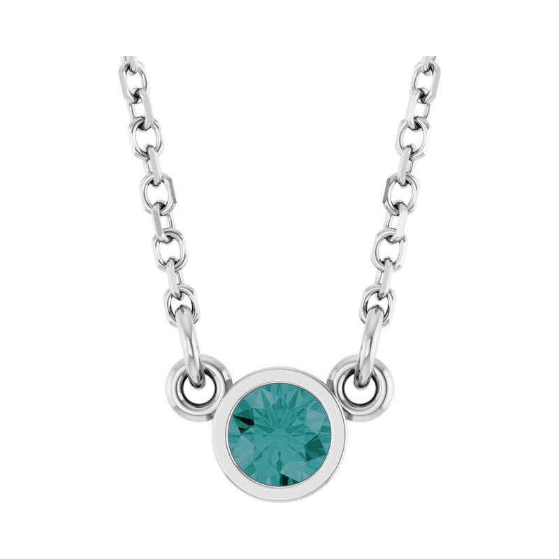 Solitaire Bezel Lab Grown Diamond Necklace in 14K White Gold (18"...