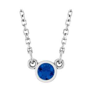 Solitaire Bezel Lab Grown Diamond Necklace in 14K White Gold (18"...