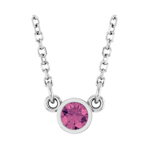 Solitaire Bezel Lab Grown Diamond Necklace in 14K White Gold (18"...