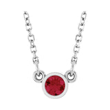 Solitaire Bezel Lab Grown Diamond Necklace in Rhodium-Plated Ster...