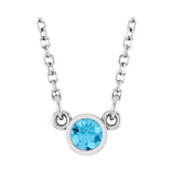 Solitaire Bezel Lab Grown Diamond Necklace in Rhodium-Plated Ster...