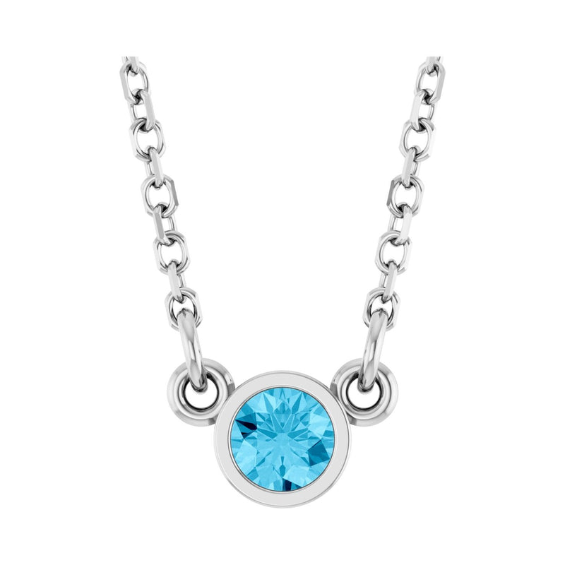 Solitaire Bezel Lab Grown Diamond Necklace in 14K White Gold (18"...